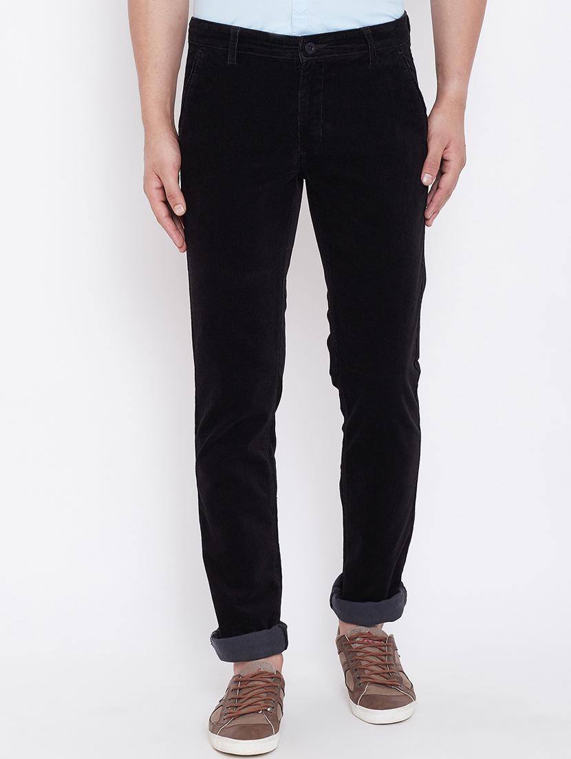 brown solid corduroy casual trouser - 16509404 - Zoom Image - 1