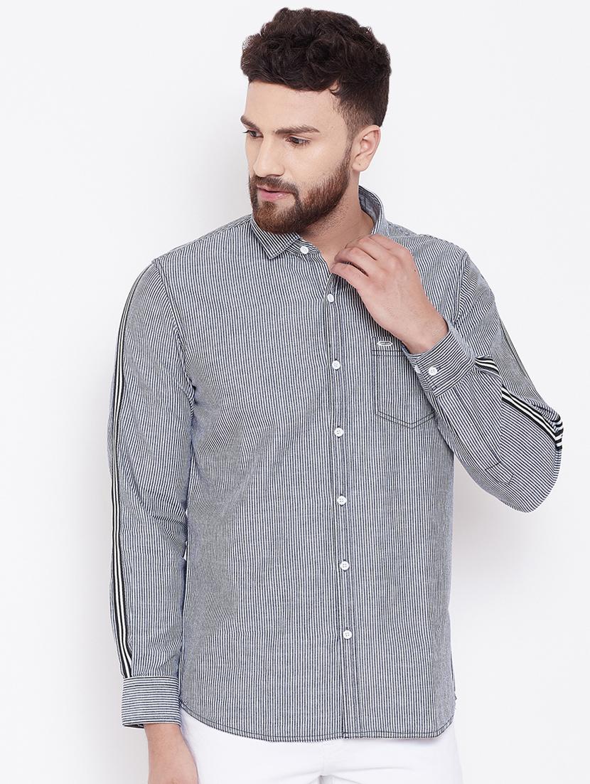 grey denim striped casual shirt - 16509420 - Zoom Image - 1