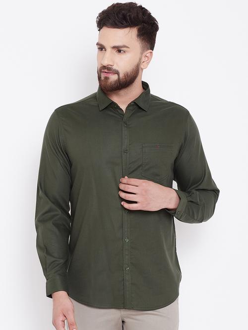 green solid casual shirt - 16509427 - Standard Image - 1
