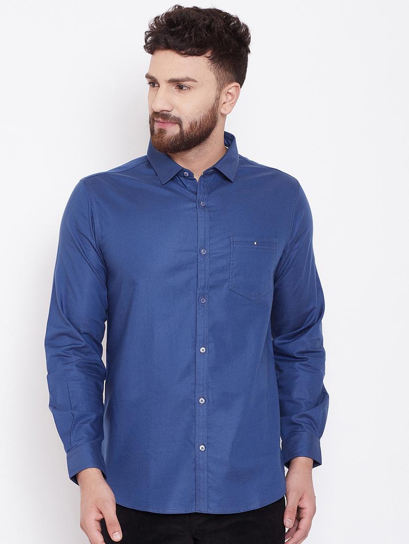 blue solid casual shirt - 16509428 - Zoom Image - 1