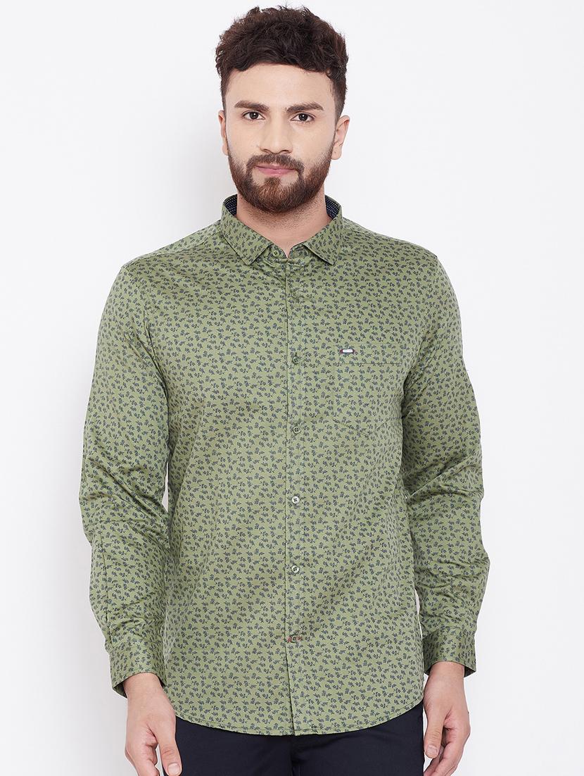green printed casual shirt - 16509437 - Zoom Image - 1