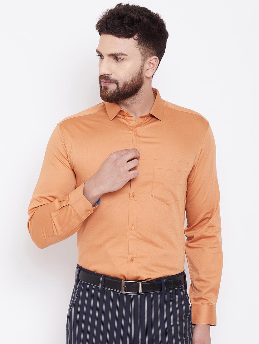 orange self design formal shirt - 16509447 - Zoom Image - 1