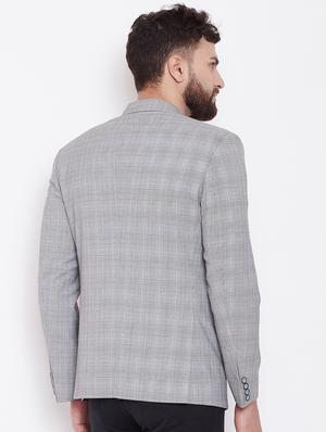 grey single breasted checkered casual blazer - 16509460 - Standard Image - 3