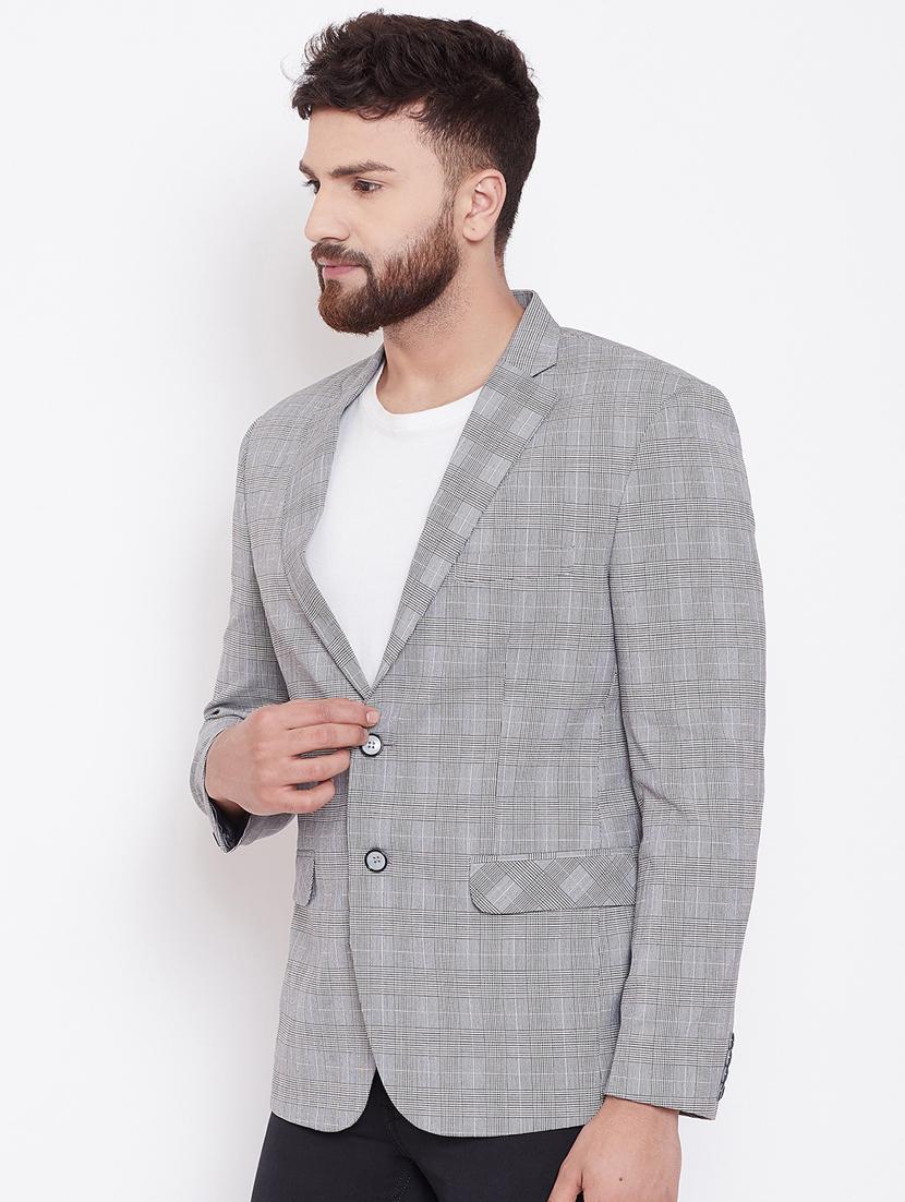 grey single breasted checkered casual blazer - 16509460 - Zoom Image - 2