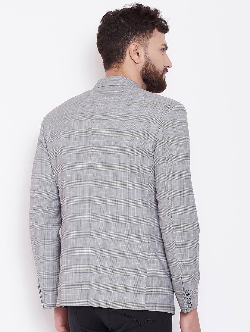 grey single breasted checkered casual blazer - 16509460 - Zoom Image - 3