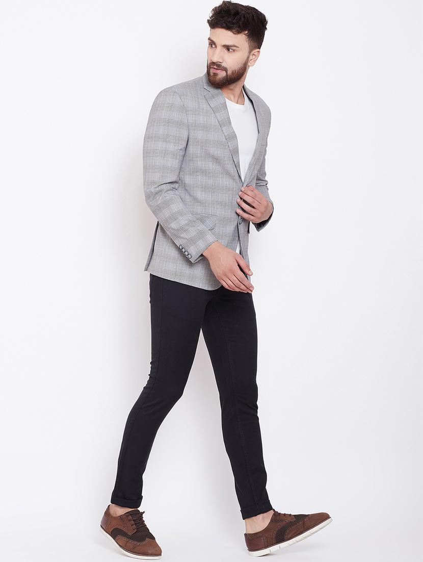 grey single breasted checkered casual blazer - 16509460 - Zoom Image - 4