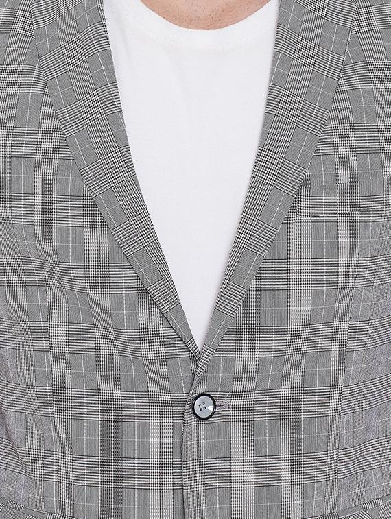 grey single breasted checkered casual blazer - 16509460 - Zoom Image - 5