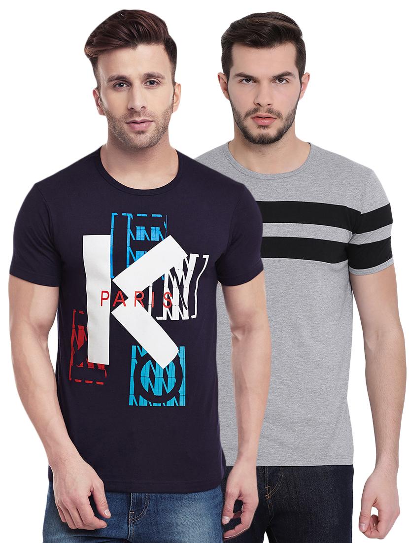 navy blue and grey printed combo t-shirts - 16509491 - Zoom Image - 1