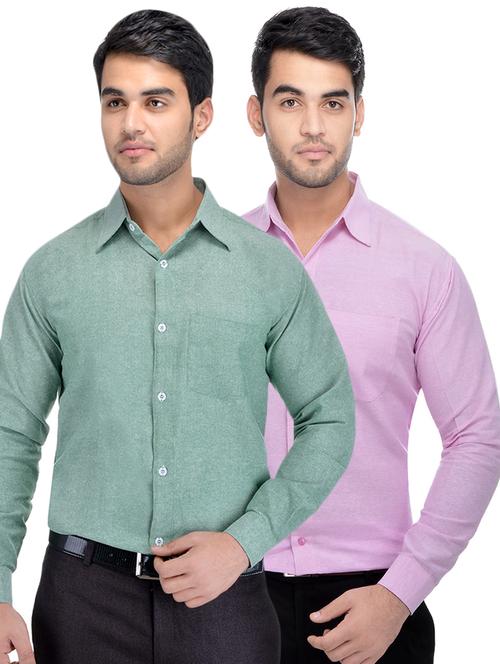 green and pink combo formal shirts - 16510187 - Standard Image - 1