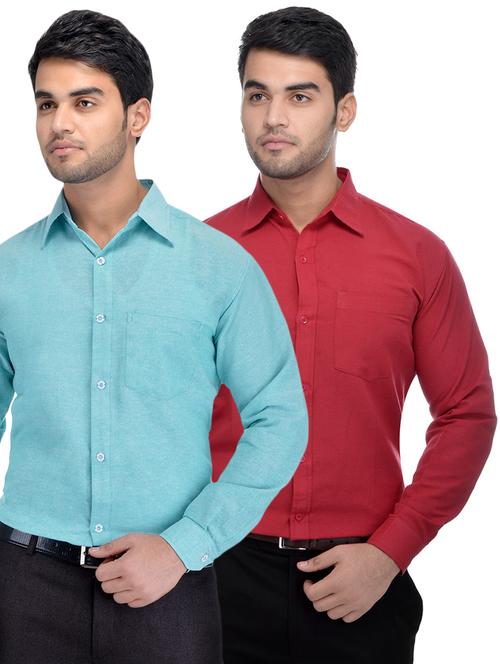 blue and red solid combo formal shirts - 16510259 - Standard Image - 1