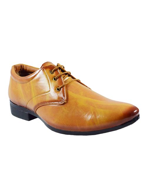 tan leatherette lace-up derbys - 16510417 - Standard Image - 1