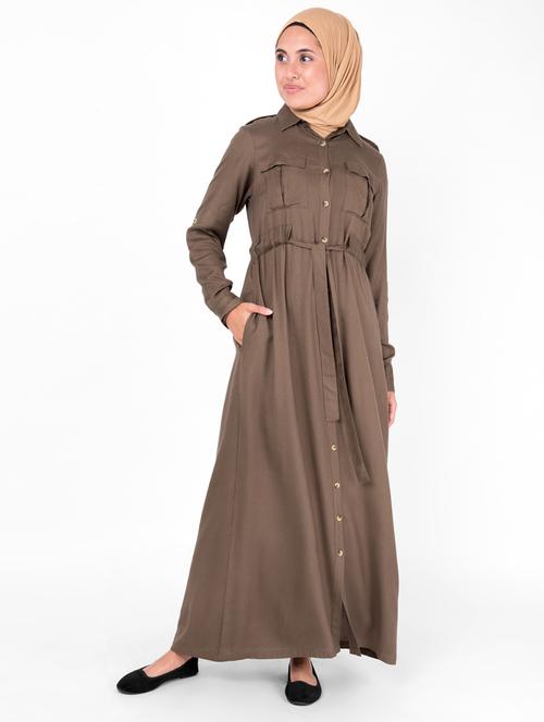 solid fit & flare cloaks & abaya - 16510717 - Standard Image - 1