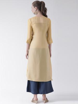 embroidered silk a-line kurta - 16511019 - Standard Image - 3