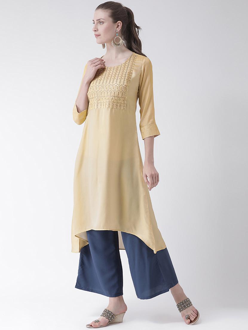 embroidered silk a-line kurta - 16511019 - Zoom Image - 2