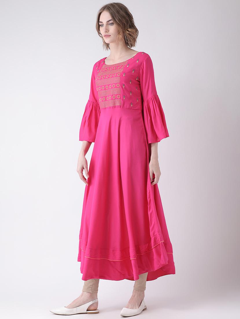 embroidered flared kurta - 16511386 - Zoom Image - 2