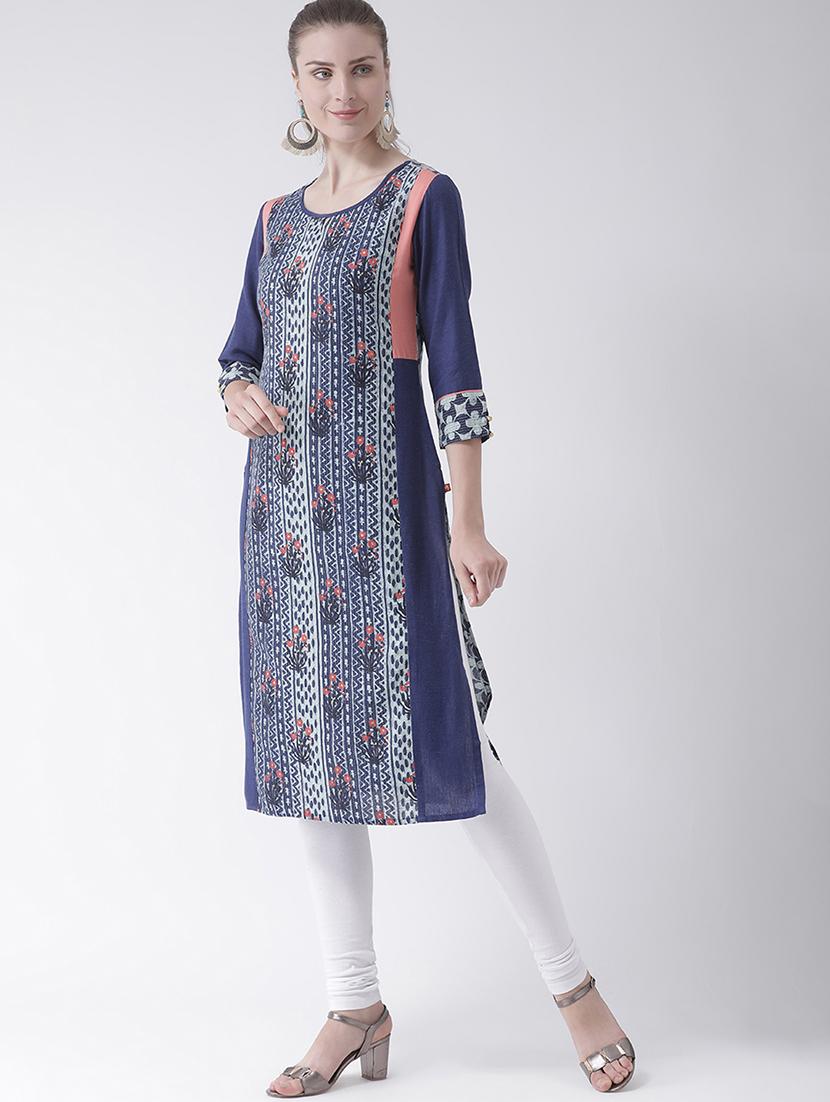 indigo straight kurta - 16511412 - Zoom Image - 2