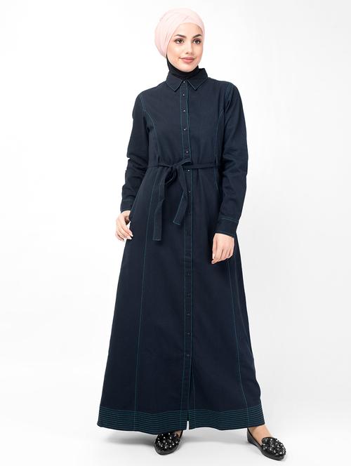 denim a-line cloaks & abaya - 16511686 - Standard Image - 1