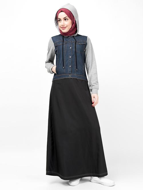 denim a-line cloaks & abaya - 16511694 - Standard Image - 1