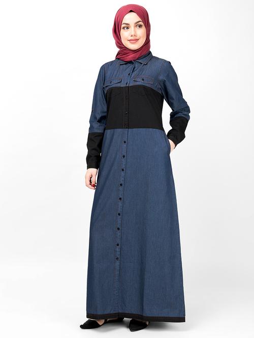 denim a-line cloaks & abaya - 16511701 - Standard Image - 1