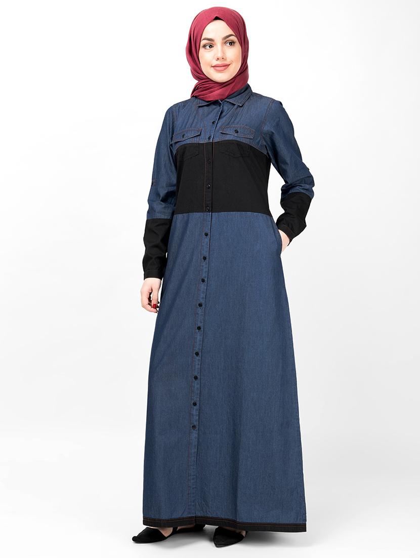denim a-line cloaks & abaya - 16511701 - Zoom Image - 1