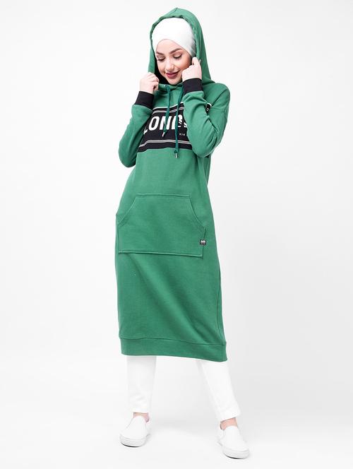 drop shoulder hooded hijab dress - 16512571 - Standard Image - 1