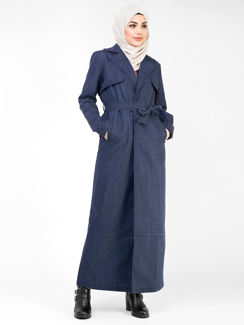 tie knot front denim overcoat - 16512875 - Zoom Image - 1