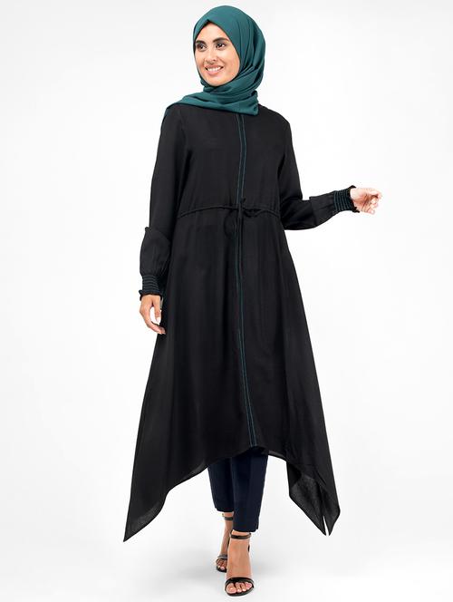 drawstring ruched asymmetric hijab dress - 16512917 - Standard Image - 1