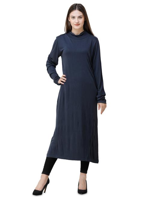 button detail turtle neck hijab dress - 16512941 - Standard Image - 1