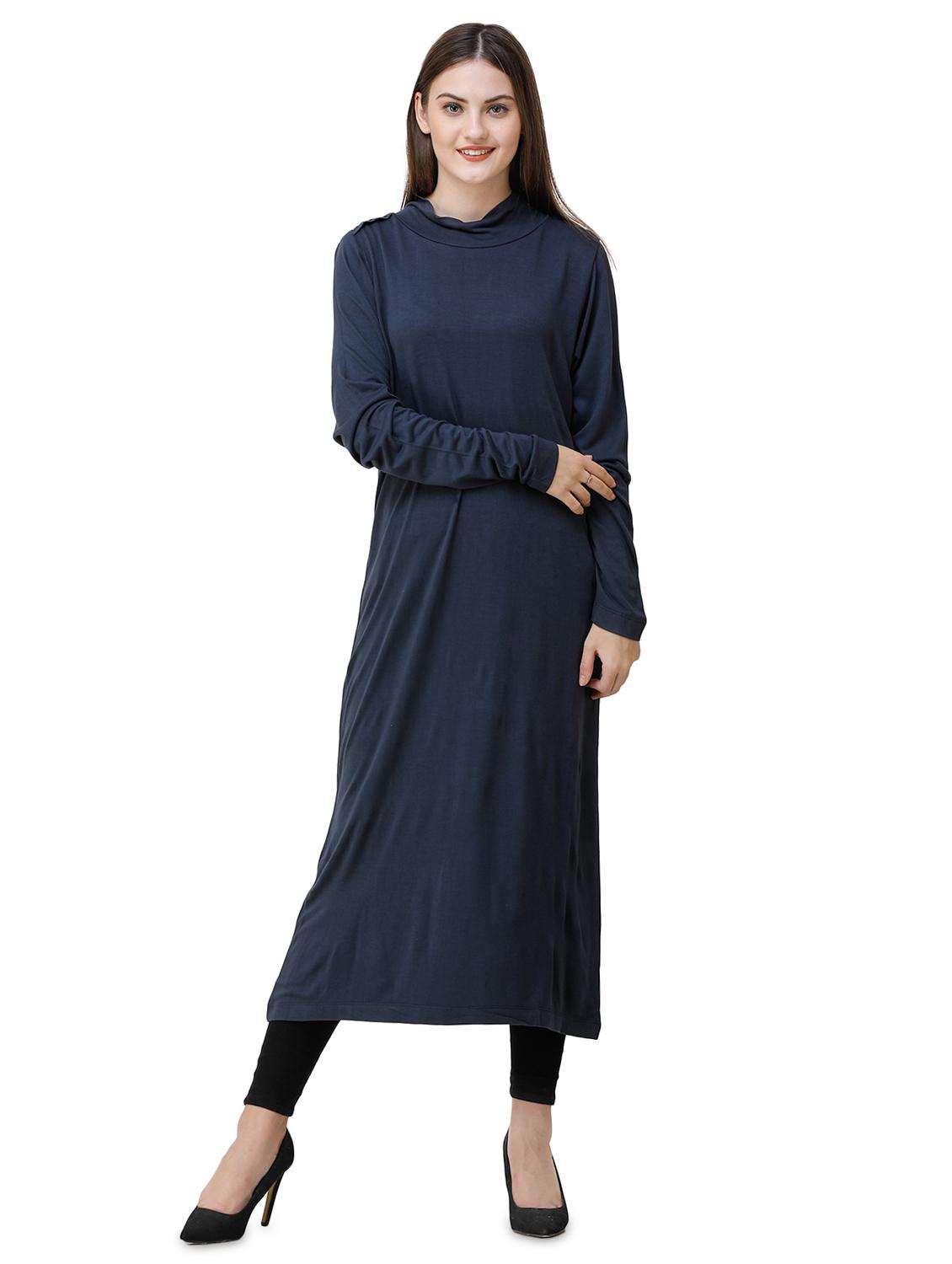 button detail turtle neck hijab dress - 16512941 - Zoom Image - 2
