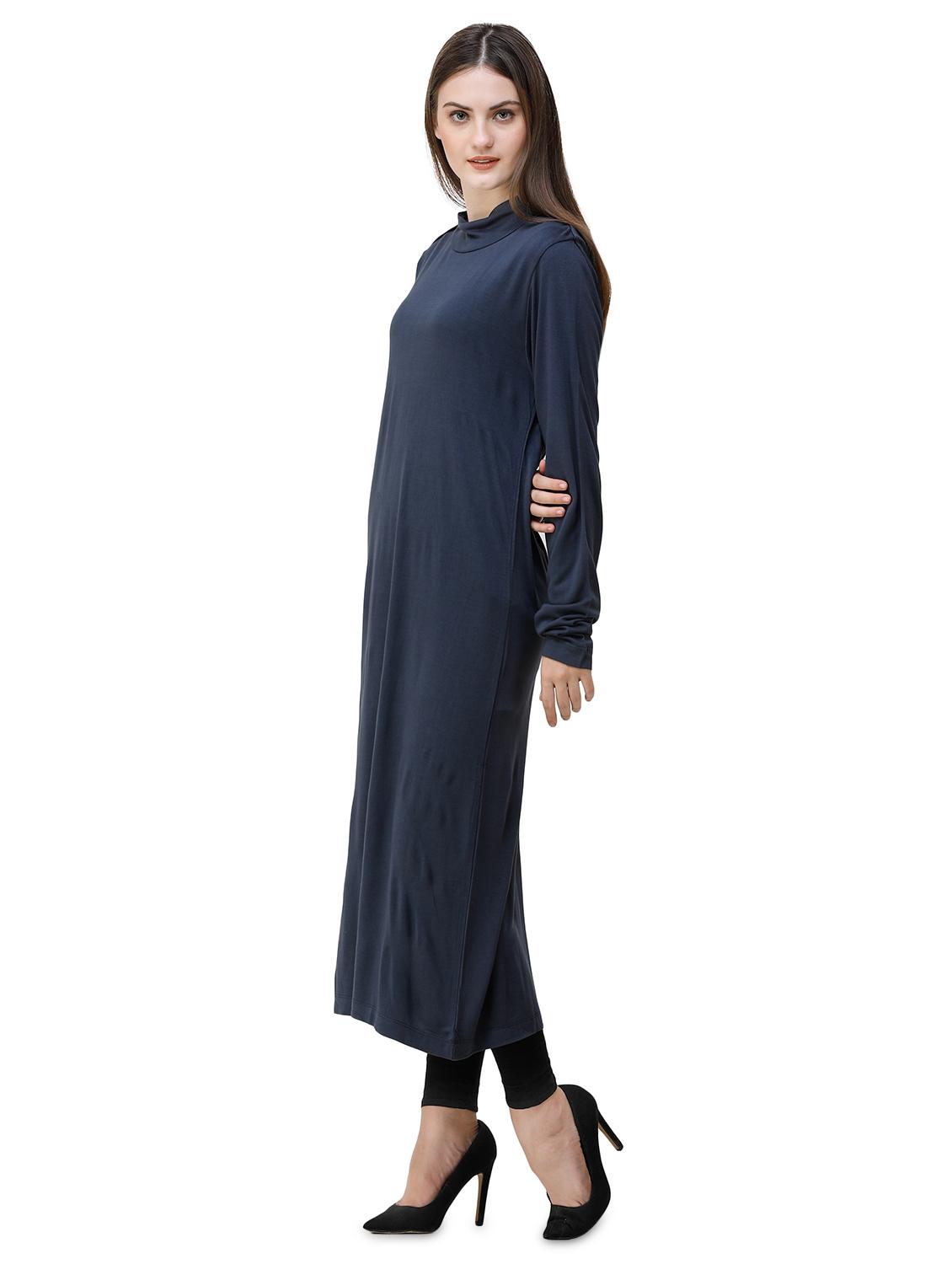 button detail turtle neck hijab dress - 16512941 - Zoom Image - 3
