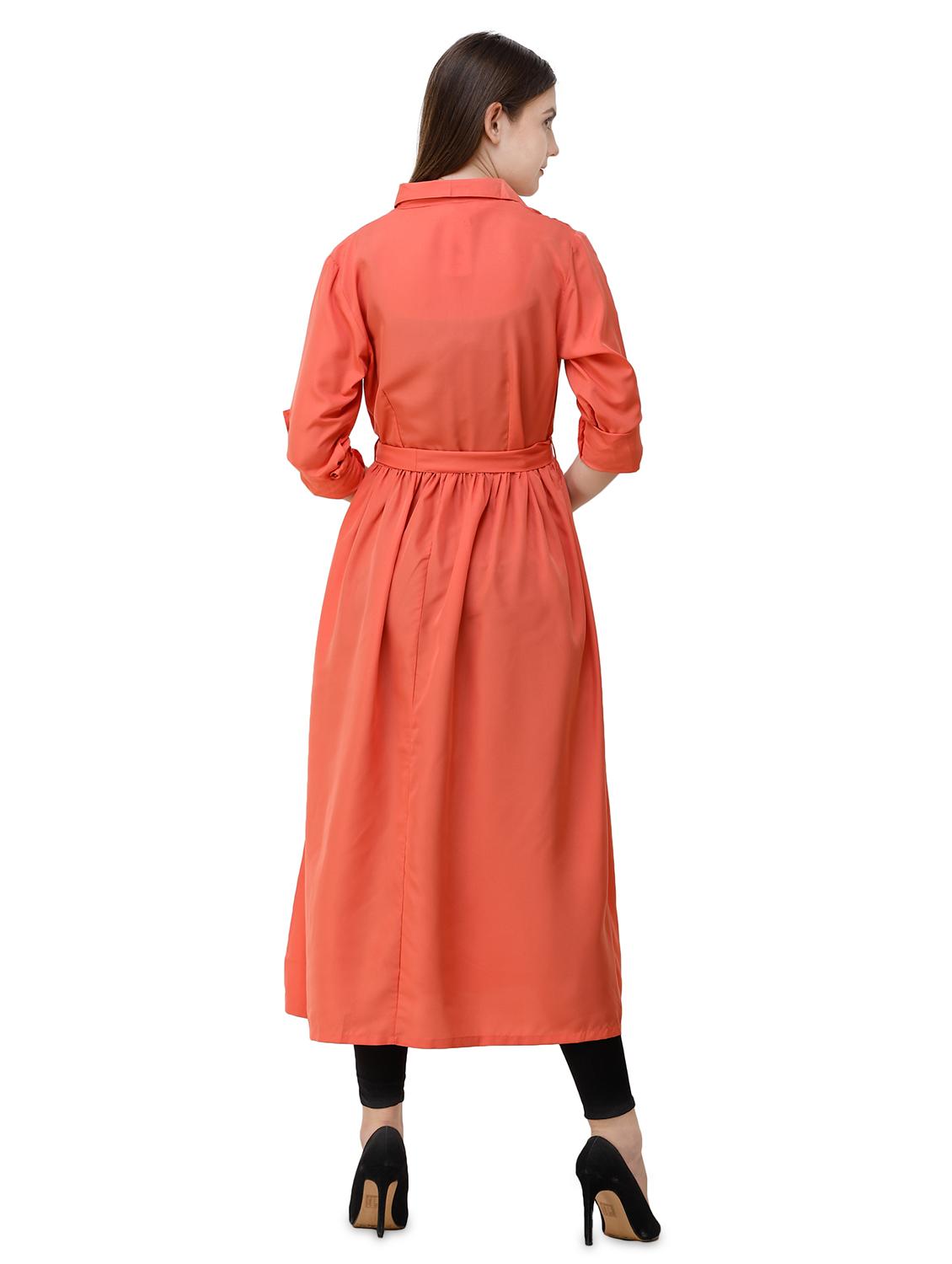 tie knot button up hijab dress - 16512956 - Zoom Image - 4