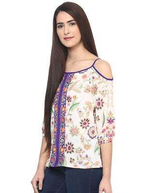 cold shoulder printed top - 16513064 - Standard Image - 2