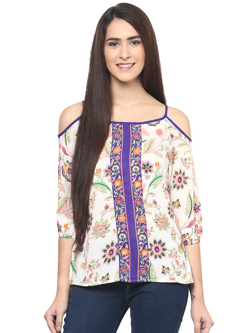 cold shoulder printed top - 16513064 - Zoom Image - 1