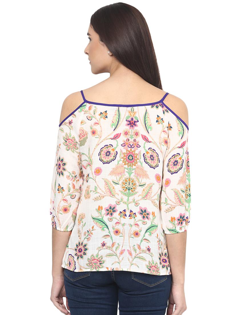 cold shoulder printed top - 16513064 - Zoom Image - 3