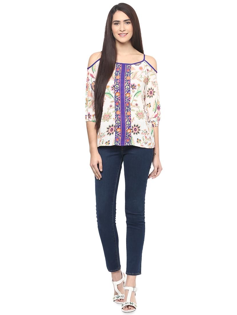 cold shoulder printed top - 16513064 - Zoom Image - 4