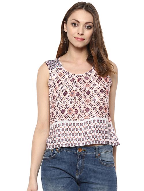 pom pom detail printed crop top - 16513065 - Very Small Image - 1