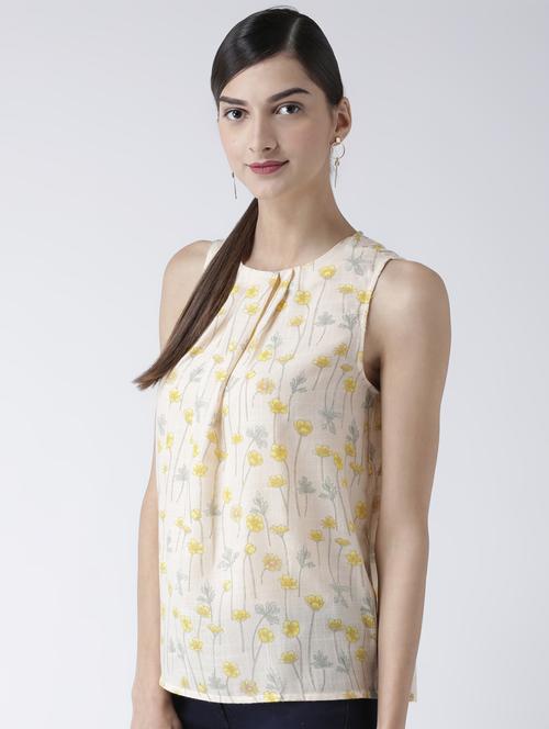 pleated neck floral top - 16513097 - Standard Image - 1