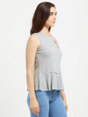 embroidered detail solid top - 16513102 - Standard Image - 2
