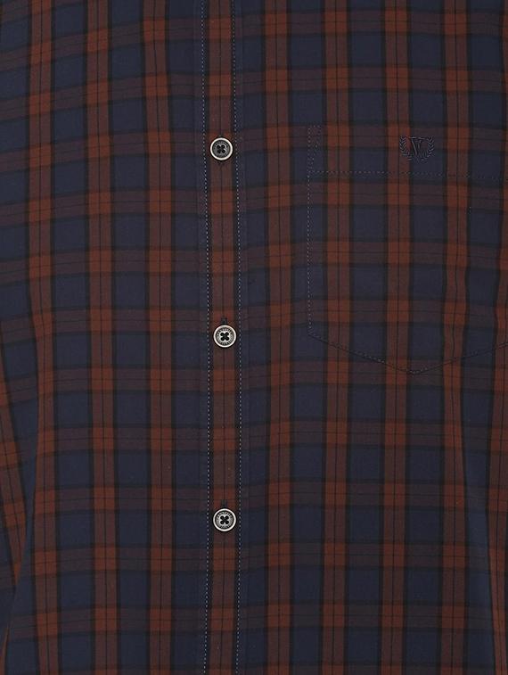 navy blue checkered casual shirt - 16513173 - Zoom Image - 4