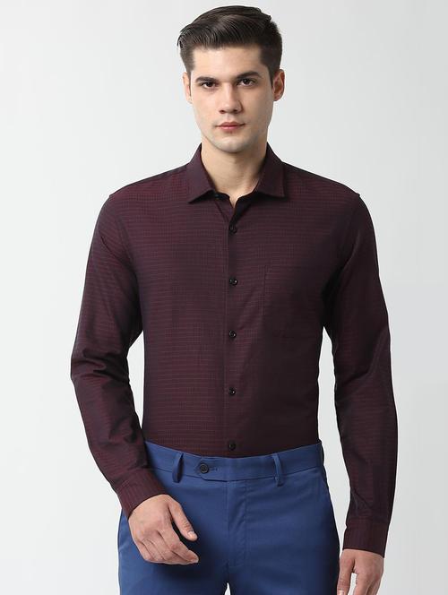 maroon self design formal shirt - 16513272 - Standard Image - 1