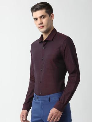 maroon self design formal shirt - 16513272 - Standard Image - 2