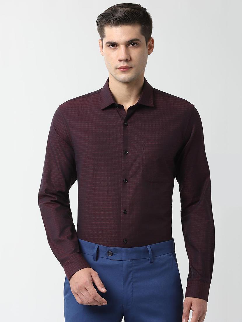 maroon self design formal shirt - 16513272 - Zoom Image - 1
