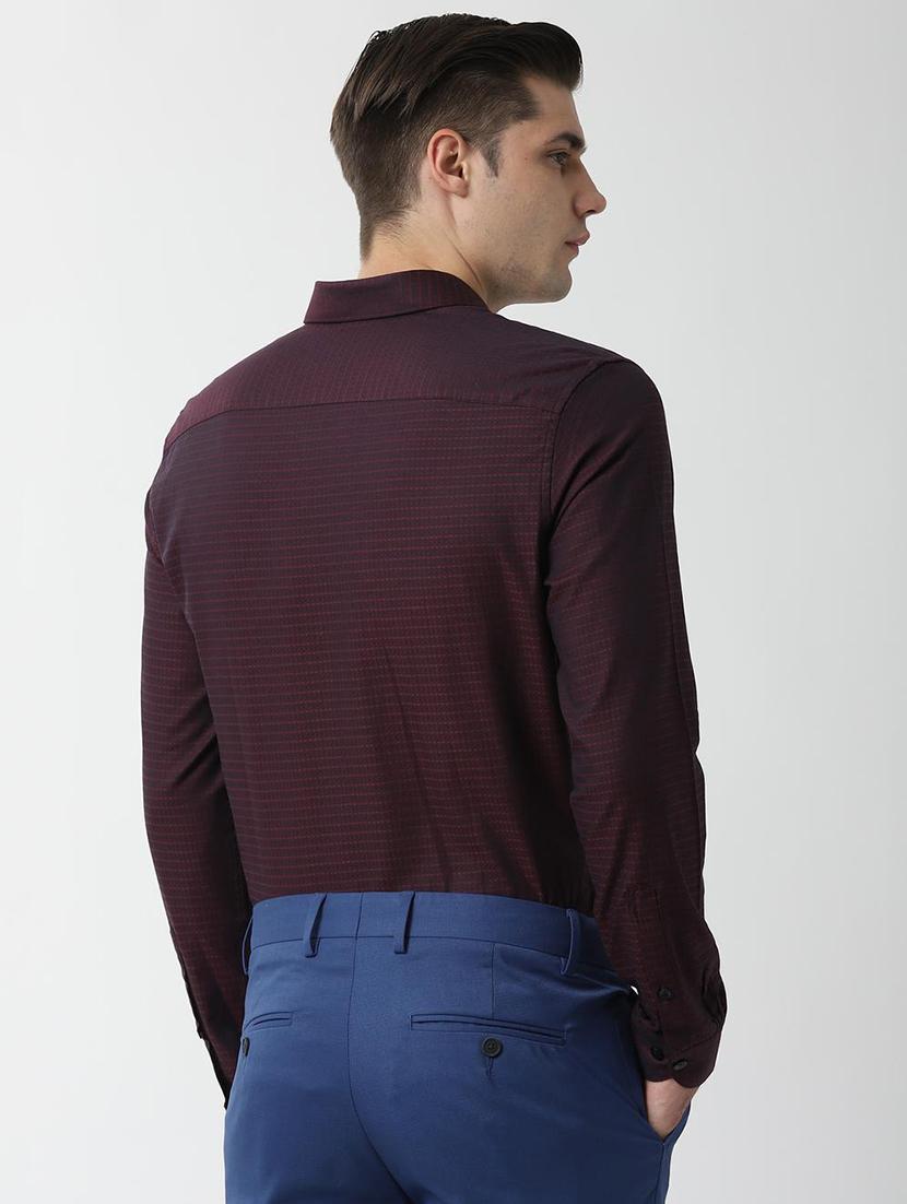 maroon self design formal shirt - 16513272 - Zoom Image - 3