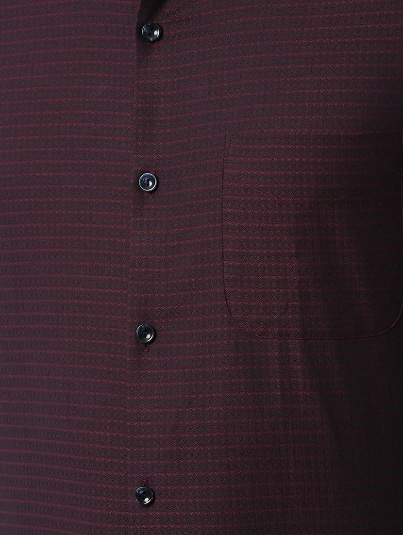 maroon self design formal shirt - 16513272 - Zoom Image - 5