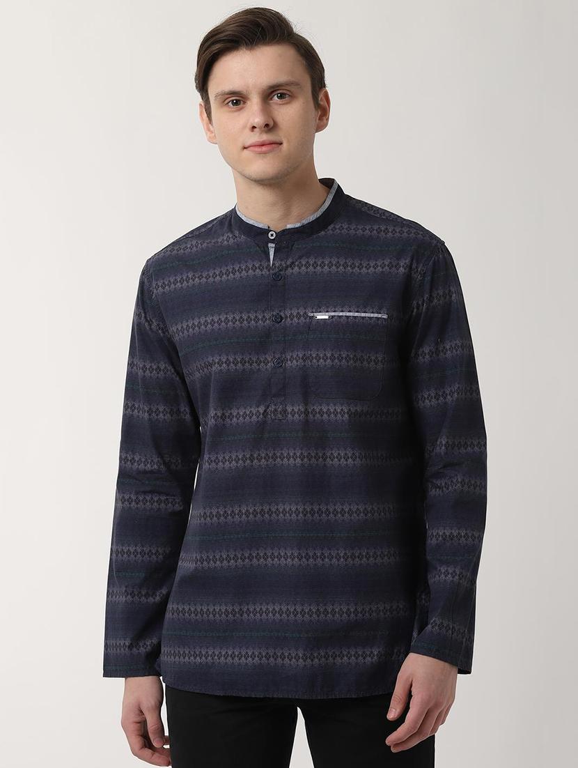 blue printed short kurta - 16513291 - Zoom Image - 1