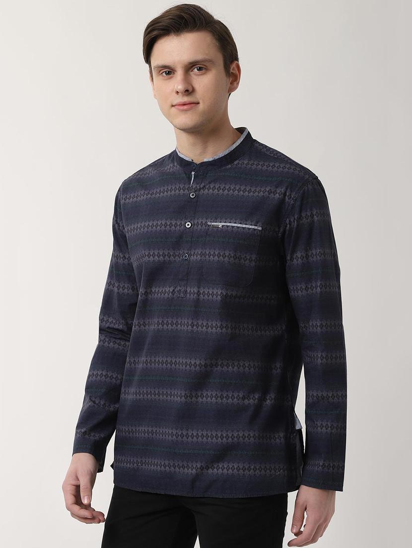 blue printed short kurta - 16513291 - Zoom Image - 2