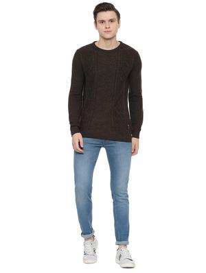 brown self design pullover - 16513297 - Standard Image - 3