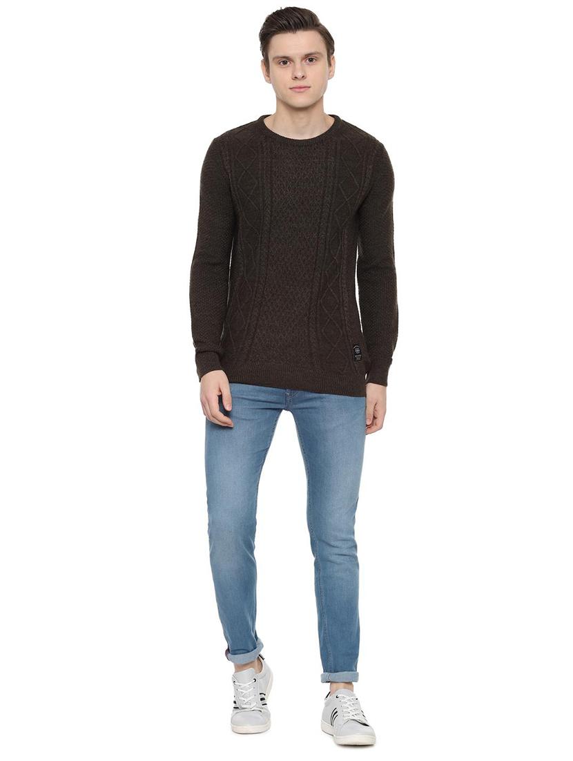 brown self design pullover - 16513297 - Zoom Image - 3