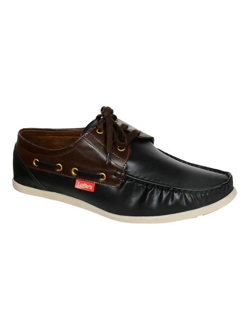 shoes kingdom black leatherette lace up boatshoes - 16513483 - Standard Image - 1