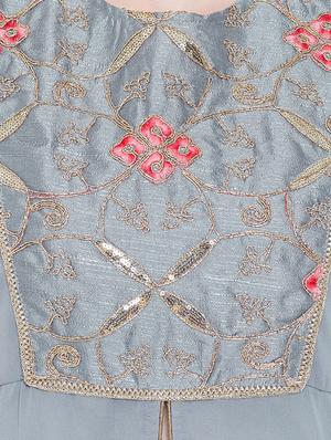 embroidered a-line front slit kurta - 16514768 - Standard Image - 4